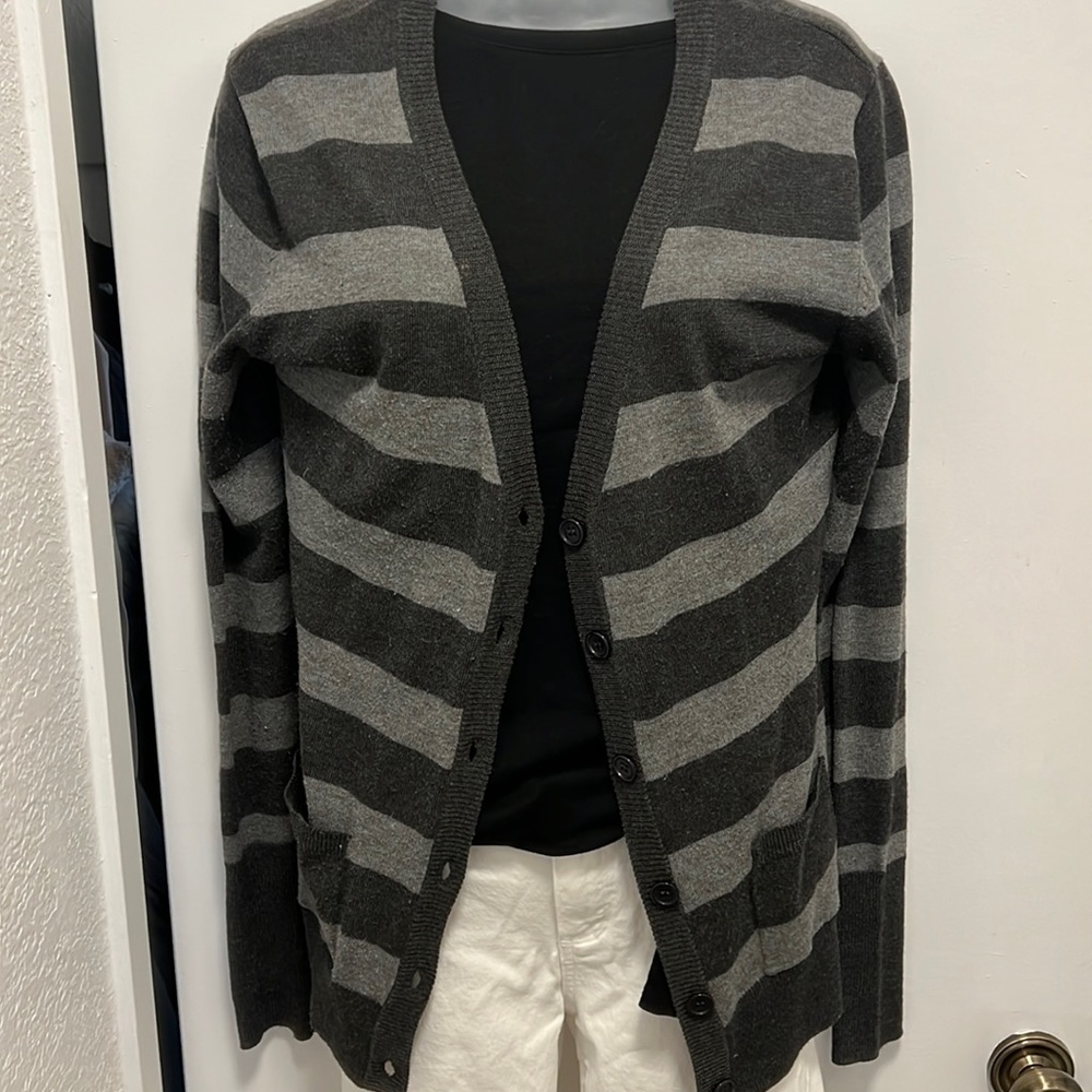 Grey and black striped cardigan